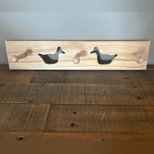 Unk Natural Wood Duck Hook Rack with Cutout Ducks